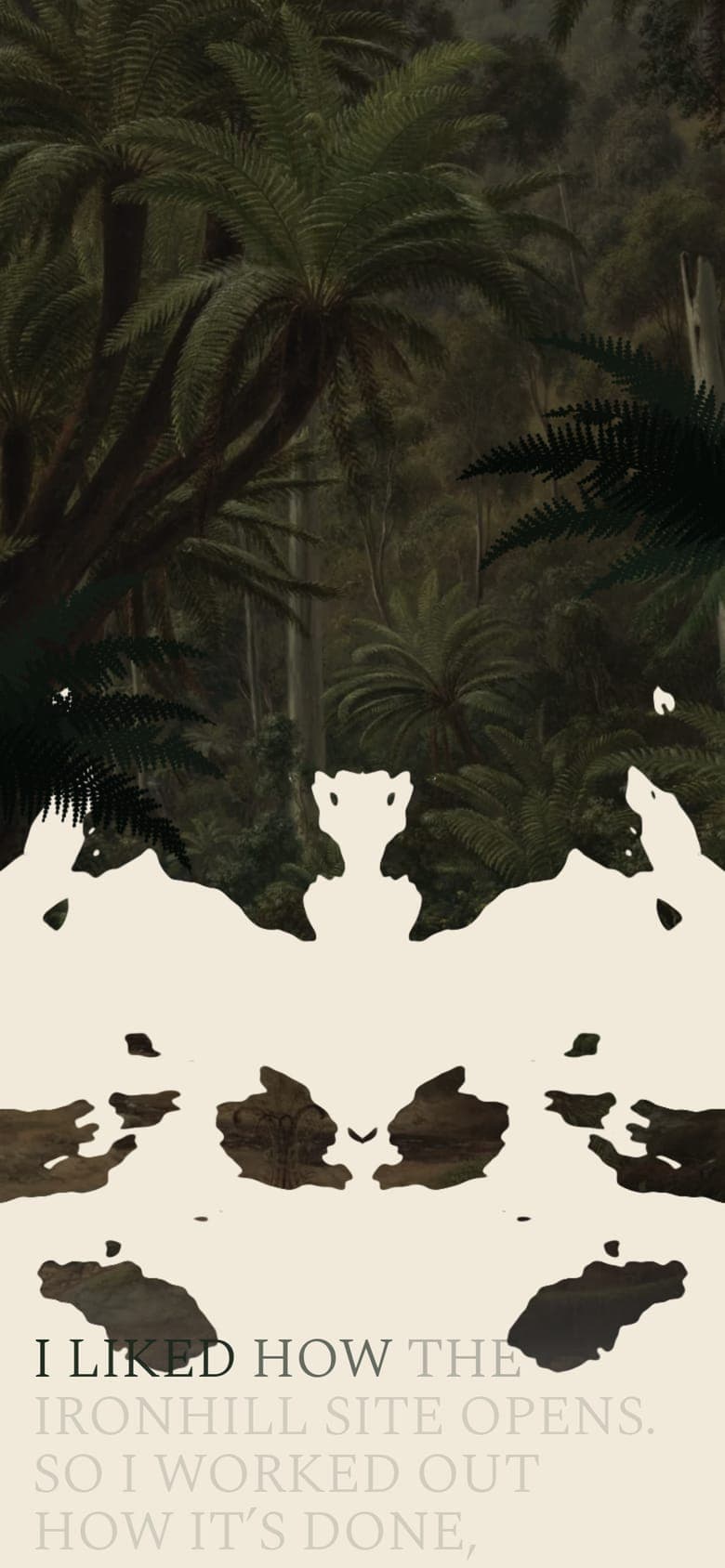 The study on a phone partway through the opening, the first holes spreading across the painting